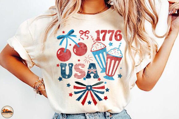 4th of July Png, Preppy Coquette USA Png