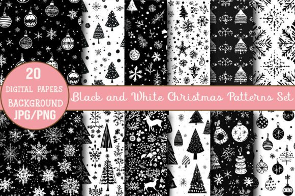 Black and White Christmas Patterns Set: A Versatile Resource for Creative Projects