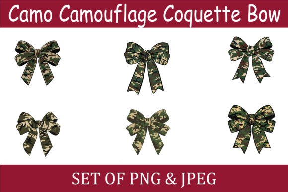 Camo Coquette Bow Clipart Set