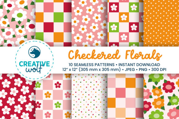 Checkered Florals Seamless Patterns