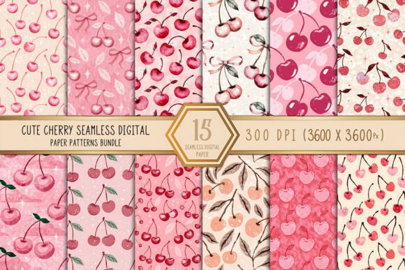 Cute Cherry Seamless Patterns Bundle