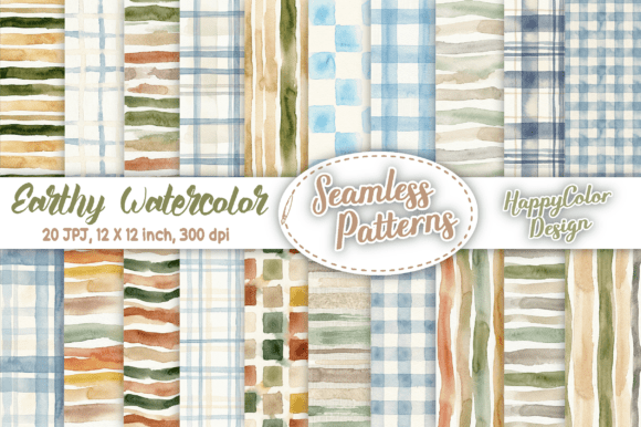 Earthy Watercolor Seamless Patterns: A Natural Touch for Creative Projects