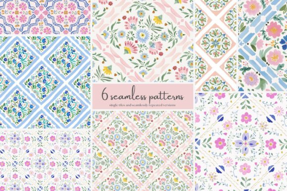 Folk Floral Seamless Patterns Bundle