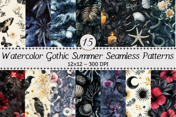 Gothic Summer Seamless Patterns