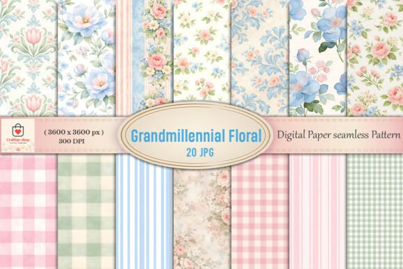 Grandmillennial Floral Seamless Patterns: A Timeless Addition to Your Digital Design Toolkit