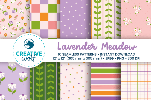 Lavender Meadow Spring Seamless Patterns for Creative Expression