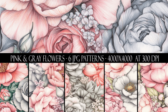 Pink and Gray Flower Seamless Patterns: A Touch of Elegance for Creative Projects