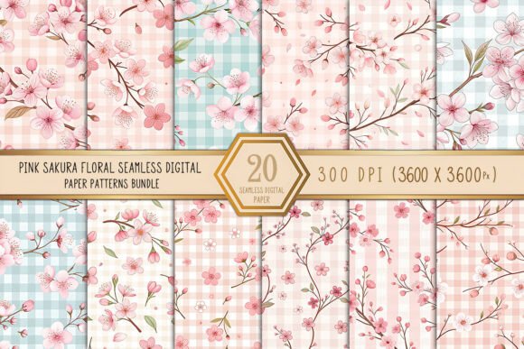 Pink Sakura Floral Seamless Patterns