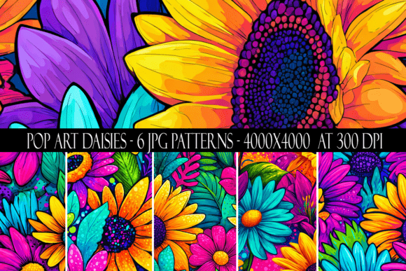 Pop Art Daisy Seamless Patterns: A Vibrant Addition to Your Creative Workflow