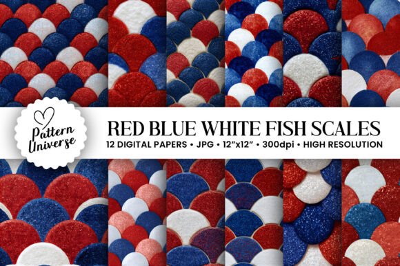 Red Blue Fish Scales Patterns