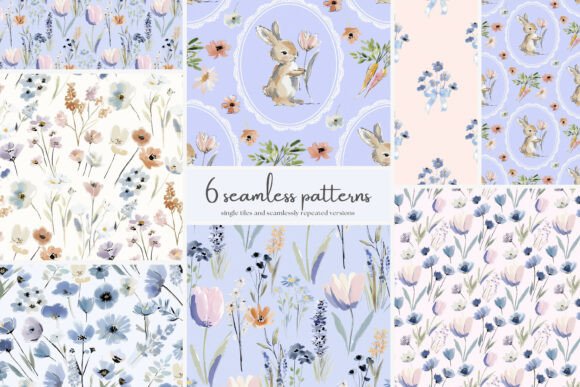 Spring Bunny Seamless Patterns Bundle: A Digital Design Essential for Modern Creatives