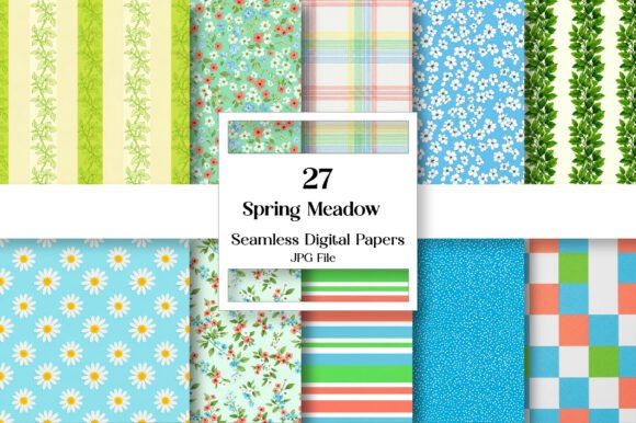 Spring Meadow Seamless Patterns