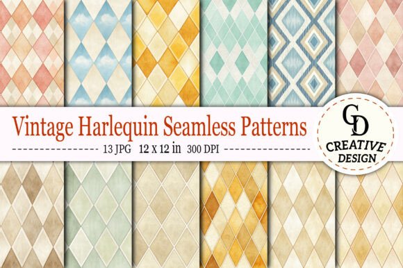 Vintage Harlequin Seamless Patterns