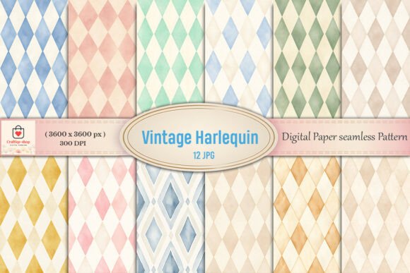 Vintage Harlequin Seamless Patterns Bund: A Timeless Resource for Creative Projects