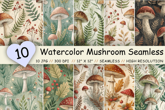 Watercolor Mushroom Seamless Patterns: A Unique Blend of Nature and Design