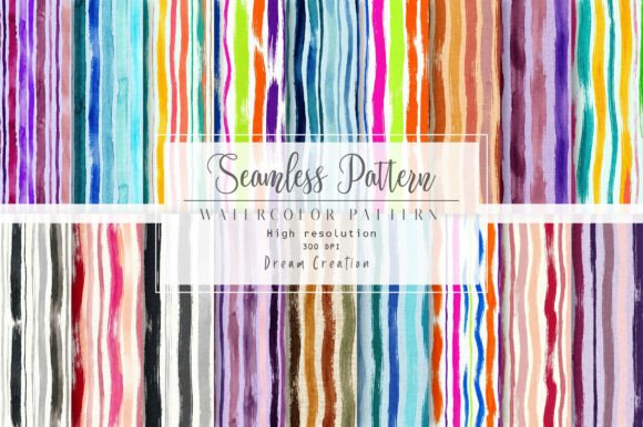 Watercolor Stripe Seamless Patterns