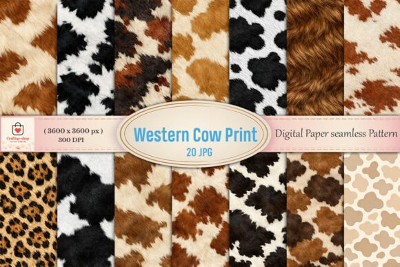 Western Cow Print Seamless Patterns Bund